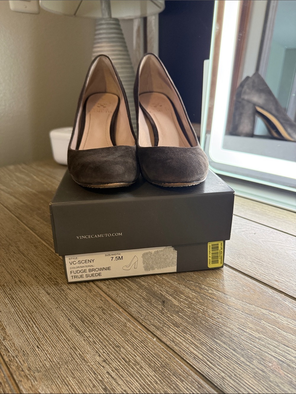 Vince Camuto Suede Pumps in Fudge Brownie